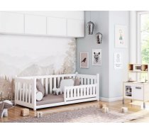 Bērnu gulta Concept 6 ar stelāžu Guļamvietas platums: 90 cm, Guļamvietas garums: 190 cm, Platums: 97 cm, Garums: 198 cm, Augstums: 68 cm, Augstums no grīdas līdz matracim: 7.5 cm, Ar resti: 1, Ar barjeru: 1, Guļamvietu skaits: 1, stelāžas tips: koka, Izgatavošanas materiāls: dabīgs koks (priede), Maksimālais noslogojums: 100 kg, Krāsa: balts