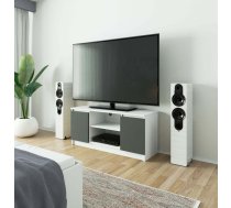 TV tumba RTV 2D1P Platums: 120 cm, Korpusa krāsa: balts, Dziļums: 40 cm, Augstums: 55 cm, Virsma: matēta, Forma: Taisnstūra, Elementu krāsa: pelēks, Materiāls: LKSP + finieris