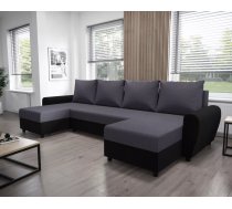 Dīvāns Dakar U standard Dziļums: 140 cm, Guļamvietas platums: 130 cm, Platums: 308 cm, Augstums: 90 cm, Sēdvietas augstums: 40 cm, Sēdvietas dziļums: 52 cm, Guļamvietas garums: 270 cm, Pildījums: Falista + augstas elastības putas (porolons), Apdare: audums, Dīvāna tips: u veida dīvāni, Ar veļas kasti: 1, izvelkamie: 1, Auduma numurs: Sawana 96 + 14, Krāsa: tumši pelēks + melns