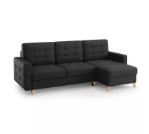 Dīvāns Vegas Corner Lux standard Dziļums: 151 cm, Guļamvietas platums: 146 cm, Platums: 236 cm, Augstums: 95 cm, Sēdvietas augstums: 46 cm, Sēdvietas dziļums: 59 cm, Guļamvietas garums: 206 cm, Pildījums: Falista + augstas elastības putas (porolons), Apdare: audums, Dīvāna tips: stūra dīvāni, Ar veļas kasti: 1, izvelkamie: 1, Auduma numurs: Velo 637, Izvilkšanas mehānisms: DL, Kājiņu krāsa: dabīgs, Krāsa: melna