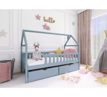 Bērnu gulta Domi Lux ar stelāžu Guļamvietas platums: 90 cm, Guļamvietas garums: 200 cm, Platums: 97 cm, Garums: 208 cm, Augstums: 169 cm, Augstums no grīdas līdz matracim: 35 cm, Ar resti: 1, Ar barjeru: 1, Ar veļas kasti: 1, Guļamvietu skaits: 1, stelāžas tips: koka, Izgatavošanas materiāls: dabīgs koks (priede), Maksimālais noslogojums: 100 kg, Krāsa: pelēks