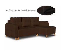 Dīvāns Alis standard Dziļums: 143 cm, Guļamvietas platums: 130 cm, Platums: 233 cm, Augstums: 95 cm, Sēdvietas augstums: 45 cm, Sēdvietas dziļums: 56 cm, Guļamvietas garums: 200 cm, Pildījums: Bonell + poliuretāna putas (porolons), Apdare: audums, Dīvāna tips: stūra dīvāni, Ar veļas kasti: 1, izvelkamie: 1, Auduma numurs: Sawana 26, Krāsa: tumši brūns
