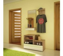 Komplekts City Zestaw Platums: 90 cm, Dziļums: 30 cm, Augstums: 190 cm, Elementu skaits: 3, Izgatavošanas materiāls: laminēta KSP, Virsma: matēta + spīdīga, Ar apavu plauktu: 1, Ar pakaramo: 1, Krāsa: sonoma + balts spīdums