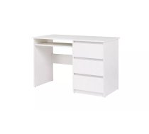 Galds Cosmo C09 Garums: 110 cm, Augstums: 75 cm, Platums: 51 cm, Izgatavošanas materiāls: laminēta MDF plātne + nažfinieris, Forma: taisnstūra, Virsma: matēta, Ar tastatūras plauktu: 1, Ar atvilktnēm: 1, Krāsa: balts