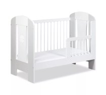 Bērnu gulta Nati Premium 60x120 ar stelāžu Guļamvietas platums: 60 cm, Guļamvietas garums: 120 cm, Platums: 66 cm, Garums: 125 cm, Augstums: 98 cm, Ar resti: 1, Ar barjeru: 1, Virsma: Matēta, Guļamvietu skaits: 1, stelāžas tips: koka, Korpusa krāsa: balts, Elementu krāsa: pelēks, Izgatavošanas materiāls: dabīgs koks (priede) + MDF plātne + KSP plātne