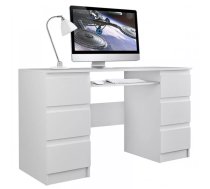 Galds Kuba Office Garums: 130 cm, Augstums: 76 cm, Korpusa krāsa: balts, Platums: 51 cm, Izgatavošanas materiāls: laminēta KSP plātne, Elementu krāsa: balts, Forma: taisnstūra, Virsma: matēta, Ar tastatūras plauktu: 1, Ar atvilktnēm: 1