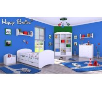 Komplekts Happy Zestaw 6 Guļamvietas platums: 90 cm, Guļamvietas garums: 180 cm, Elementu skaits: 6, Izgatavošanas materiāls: MDF, Ar skapi: 1, Ar plauktu: 1, Ar resti: 1, Ar matraci (-čiem): 1, Krāsa: balts