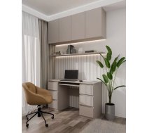 Galds Kuba Office Garums: 130 cm, Augstums: 76 cm, Korpusa krāsa: bēši pelēks, Platums: 51 cm, Izgatavošanas materiāls: laminēta KSP plātne, Elementu krāsa: bēši pelēks, Forma: taisnstūra, Virsma: matēta, Ar tastatūras plauktu: 1, Ar atvilktnēm: 1