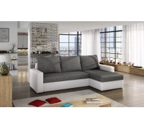 Dīvāns Livio Lux standard Dziļums: 150 cm, Guļamvietas platums: 125 cm, Platums: 237 cm, Augstums: 90 cm, Sēdvietas augstums: 40 cm, Sēdvietas dziļums: 57 cm, Guļamvietas garums: 195 cm, Pildījums: Putas (porolons), Apdare: audums + eko āda, Dīvāna tips: stūra dīvāni, Ar veļas kasti: 1, izvelkamie: 1, Auduma numurs: Sawana 05/ Soft 17, Krāsa: pelēks + balts