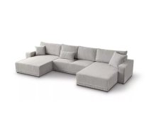 Dīvāns Primo U Comfort standard Dziļums: 185 cm, Guļamvietas platums: 132 cm, Platums: 390 cm, Augstums: 86 cm, Sēdvietas augstums: 40 cm, Sēdvietas dziļums: 58 cm, Guļamvietas garums: 348 cm, Pildījums: Falista + augstas kvalitātes putas (porolons), Apdare: audums, Ar papildu spilveniem: 1, Dīvāna tips: u veida dīvāni, Ar veļas kasti: 1, izvelkamie: 1, Auduma numurs: Poso 100, Krāsa: bēšs