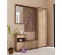 Komplekts Przedpokoj 1 Platums: 155 cm, Dziļums: 26 cm, Augstums: 190 cm, Izgatavošanas materiāls: laminēta KSP plātne, Virsma: Matēts, Ar apavu plauktu: 1, Ar skapi: 1, Ar pakaramo: 1, Krāsa: Tobaco ozolos + zelta ozols