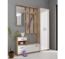 Komplekts Przedpokoj 1 Platums: 155 cm, Dziļums: 26 cm, Augstums: 190 cm, Izgatavošanas materiāls: laminēta KSP plātne, Virsma: Matēts, Ar apavu plauktu: 1, Ar skapi: 1, Ar pakaramo: 1, Krāsa: sonoma + balts