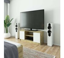 TV tumba RTV 2D1P Platums: 120 cm, Korpusa krāsa: ozols artisan, Dziļums: 40 cm, Augstums: 55 cm, Virsma: matēta, Forma: Taisnstūra, Elementu krāsa: balts, Materiāls: LKSP + finieris