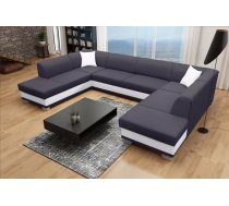Dīvāns Darco U Standard Dziļums: 220 cm, Guļamvietas platums: 130 cm, Platums: 340 cm, Augstums: 80 cm, Sēdvietas augstums: 42 cm, Sēdvietas dziļums: 58 cm, Guļamvietas garums: 270 cm, Pildījums: Falista + augstas kvalitātes putas (porolons), Apdare: audums + eko āda, Ar papildu spilveniem: 1, Dīvāna tips: u veida dīvāni, Ar veļas kasti: 1, izvelkamie: 1, Auduma numurs: Inari 94 + Soft 17, Krāsa: tumši pelēks + balts