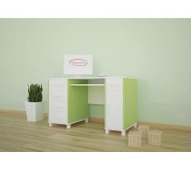 Galds Animals B01 Garums: 125 cm, Maksimālais augstums: 89 cm, Augstums: 75 cm, Korpusa krāsa: balts, Platums: 60 cm, Izgatavošanas materiāls: MDF plātne, Elementu krāsa: zaļš, Forma: taisnstūra, Ar tastatūras plauktu: 1, Ar plauktiem: 1, Ar atvilktnēm: 1