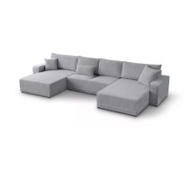 Dīvāns Primo U Comfort standard Dziļums: 185 cm, Guļamvietas platums: 132 cm, Platums: 390 cm, Augstums: 86 cm, Sēdvietas augstums: 40 cm, Sēdvietas dziļums: 58 cm, Guļamvietas garums: 348 cm, Pildījums: Falista + augstas kvalitātes putas (porolons), Apdare: audums, Ar papildu spilveniem: 1, Dīvāna tips: u veida dīvāni, Ar veļas kasti: 1, izvelkamie: 1, Auduma numurs: Poso 55, Krāsa: gaiši pelēks