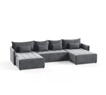 Dīvāns Beeniuu U Standard Dziļums: 180 cm, Guļamvietas platums: 140 cm, Platums: 365 cm, Augstums: 80 cm, Sēdvietas augstums: 40 cm, Sēdvietas dziļums: 41 cm, Guļamvietas garums: 350 cm, Pildījums: Poliuretāna putas (porolons), Apdare: audums, Ar papildu spilveniem: 1, Dīvāna tips: u veida dīvāni, Ar veļas kasti: 1, izvelkamie: 1, Auduma numurs: Kronos 22, Izvilkšanas mehānisms: Automāts, Krāsa: tumši pelēks