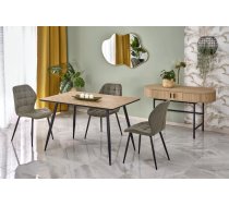 Galds Berto Garums: 120 cm, Augstums: 77 cm, Platums: 80 cm, Korpusa krāsa: ozols, Elementu krāsa: melns, Materiāls: MDF + finieris + tērauds, Virsma: māteta, Forma: taisnstūra