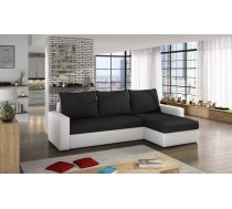 Dīvāns Livio Lux standard Dziļums: 150 cm, Guļamvietas platums: 125 cm, Platums: 237 cm, Augstums: 90 cm, Sēdvietas augstums: 40 cm, Sēdvietas dziļums: 57 cm, Guļamvietas garums: 195 cm, Pildījums: Putas (porolons), Apdare: audums + eko āda, Dīvāna tips: stūra dīvāni, Ar veļas kasti: 1, izvelkamie: 1, Auduma numurs: Sawana 14/ soft 17, Krāsa: melns + balts