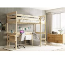 Bērnu gulta Antresola 90x200 ar stelāžām Guļamvietas platums: 90 cm, Guļamvietas garums: 200 cm, Platums: 97 cm, Garums: 205 cm, Augstums: 200 cm, Ar resti: 1, Ar barjeru: 1, Ar matraci: 1, Guļamvietu skaits: 1, Matrača apraksts: Putas (porolons), Izgatavošanas materiāls: dabīgs koks (priede), Krāsa: priede