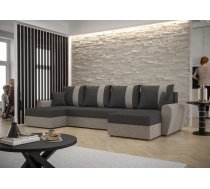 Dīvāns Davos U standard Dziļums: 140 cm, Guļamvietas platums: 130 cm, Platums: 301 cm, Augstums: 90 cm, Sēdvietas augstums: 40 cm, Sēdvietas dziļums: 52 cm, Guļamvietas garums: 270 cm, Pildījums: Putas (porolons), Apdare: audums, Ar papildu spilveniem: 1, Dīvāna tips: u veida dīvāni, Ar veļas kasti: 1, izvelkamie: 1, Auduma numurs: Sawana 05 + Sawana 21, Krāsa: tumši pelēks + pelēks