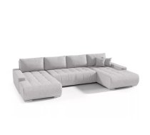 Dīvāns Velutti U Standard Dziļums: 185 cm, Guļamvietas platums: 140 cm, Platums: 350 cm, Augstums: 85 cm, Sēdvietas augstums: 40 cm, Sēdvietas dziļums: 70 cm, Guļamvietas garums: 290 cm, Pildījums: Poliuretāna putas (porolons), Apdare: audums, Ar papildu spilveniem: 1, Dīvāna tips: u veida dīvāni, Ar veļas kasti: 1, izvelkamie: 1, Auduma numurs: Aston 15, Izvilkšanas mehānisms: Automāts, Krāsa: gaiši pelēks