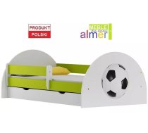 Bērnu gulta Football 20S ar stelāžu Guļamvietas platums: 70 cm, Guļamvietas garums: 140 cm, Platums: 82 cm, Garums: 144 cm, Augstums: 65 cm, Ar resti: 1, Ar barjeru: 1, Ar matraci: 1, Ar veļas kasti: 1, Virsma: Matēta, Guļamvietu skaits: 1, Matrača apraksts: Putas (porolons), stelāžas tips: koka, Korpusa krāsa: balts, Elementu krāsa: gaiši zaļš, Izgatavošanas materiāls: LKSP + finieris + PVH