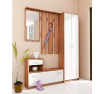 Komplekts Przedpokoj 1 Platums: 155 cm, Dziļums: 26 cm, Augstums: 190 cm, Izgatavošanas materiāls: laminēta KSP plātne, Virsma: Matēts, Ar apavu plauktu: 1, Ar skapi: 1, Ar pakaramo: 1, Krāsa: plūmju + balts