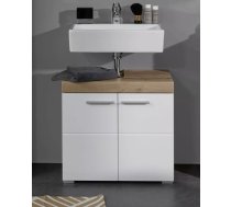 Vannas istabas skapītis Amanda 06 Virsma: matēta + spīdīga, Platums: 60 cm, Augstums: 56 cm, Dziļums: 34 cm, Korpusa krāsa: ozols, Materiāls: lamināts + melamīns, Elementu krāsa: balts, Ar spoguli: nē, Priekš izlietnes: 1