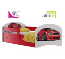 Bērnu gulta Auto 20S ar stelāžu Guļamvietas platums: 70 cm, Guļamvietas garums: 140 cm, Platums: 82 cm, Garums: 144 cm, Augstums: 65 cm, Ar resti: 1, Ar barjeru: 1, Ar matraci: 1, Ar veļas kasti: 1, Virsma: Matēta, Guļamvietu skaits: 1, Matrača apraksts: Putas (porolons), stelāžas tips: koka, Korpusa krāsa: balts, Elementu krāsa: sarkans, Izgatavošanas materiāls: LKSP + finieris + PVH