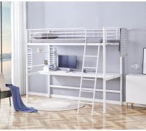 Bērnu gulta Dolce 90x200 ar stelāžām Guļamvietas platums: 90 cm, Guļamvietas garums: 200 cm, Platums: 102 cm, Dziļums: 145 cm, Garums: 211 cm, Augstums: 180 cm, Augstums no grīdas līdz matracim: 145 cm, Ar resti: 1, Guļamvietu skaits: 1, Izgatavošanas materiāls: Tērauds, Krāsa: balts