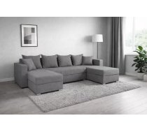 Dīvāns Hugo U standard Dziļums: 142 cm, Guļamvietas platums: 130 cm, Platums: 298 cm, Augstums: 80 cm, Guļamvietas garums: 268 cm, Pildījums: Augstas kvalitātes putas (porolons), Apdare: audums, Ar papildu spilveniem: 1, Dīvāna tips: u veida dīvāni, Ar veļas kasti: 1, izvelkamie: 1, Auduma numurs: Sawana 21, Krāsa: pelēks