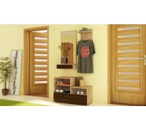 Komplekts City Zestaw Platums: 90 cm, Dziļums: 30 cm, Augstums: 190 cm, Elementu skaits: 3, Izgatavošanas materiāls: laminēta KSP, Virsma: Matēts, Ar apavu plauktu: 1, Ar pakaramo: 1, Krāsa: Sonoma + šokolādes sonoma