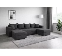 Dīvāns Hugo U standard Dziļums: 142 cm, Guļamvietas platums: 130 cm, Platums: 298 cm, Augstums: 80 cm, Guļamvietas garums: 268 cm, Pildījums: Augstas kvalitātes putas (porolons), Apdare: audums, Ar papildu spilveniem: 1, Dīvāna tips: u veida dīvāni, Ar veļas kasti: 1, izvelkamie: 1, Auduma numurs: Sawana 05, Krāsa: grafīts