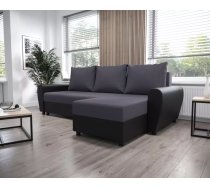 Dīvāns Dakar L standard Dziļums: 140 cm, Guļamvietas platums: 132 cm, Platums: 239 cm, Augstums: 90 cm, Sēdvietas augstums: 40 cm, Sēdvietas dziļums: 52 cm, Guļamvietas garums: 200 cm, Pildījums: Falista + augstas elastības putas (porolons), Apdare: audums + eko āda, Dīvāna tips: stūra dīvāni, Ar veļas kasti: 1, izvelkamie: 1, Auduma numurs: Sawana 96 + Madryt 1100, Krāsa: tumši pelēks + melns