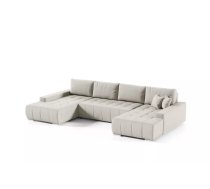 Dīvāns Velutti U Aulla Standard Dziļums: 185 cm, Guļamvietas platums: 140 cm, Platums: 350 cm, Augstums: 85 cm, Sēdvietas augstums: 40 cm, Sēdvietas dziļums: 70 cm, Guļamvietas garums: 290 cm, Pildījums: Poliuretāna putas (porolons), Apdare: audums, Ar papildu spilveniem: 1, Dīvāna tips: u veida dīvāni, Ar veļas kasti: 1, izvelkamie: 1, Auduma numurs: Aulla 08, Izvilkšanas mehānisms: Automāts, Krāsa: bēšs