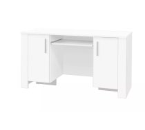 Galds Cezar 17 P Garums: 55 cm, Augstums: 77 cm, Platums: 140 cm, Izgatavošanas materiāls: laminēta MDF plātne + nažfinieris, Forma: taisnstūra, Ar tastatūras plauktu: 1, Krāsa: balts