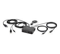 Startech 2-Port Hybrid USB-C HDMI Cable KVM Switch, 4K 60Hz, Compact KVM with 6ft/1.8m USB-A/HDMI/Audio & 4ft/1.2m USB-C Integrated Host Cables, Bus Powered - Remote Push Button/Hotkey Switching (C2-H46-UAC-CBL-KVM) - KVM / audio / USB switch - compact - C2-H46-UAC-CBL-KVM