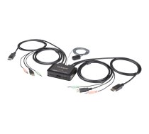 Startech 2 Port DisplayPort KVM Switch, 4K 60Hz, Compact Dual Port UHD DP 1.2 USB Desktop KVM Switch w/ Integrated 4ft Cables & Audio, Bus Powered & Remote Switching, MacBook ThinkPad - 4K KVM Switch w/ Audio (SV211DPUA4K) - KVM / audio switch - 2 ports SV211DPUA4K