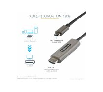 Startech 9.8ft (3m) USB C to HDMI Cable 4K 60Hz with HDR10, Ultra HD USB Type-C to 4K HDMI 2.0b Video Adapter Cable, USB-C to HDMI HDR Monitor/Display Converter, DP 1.4 Alt Mode HBR3 - Thunderbolt 3 Compatible (CDP2HDMM3MH) - adapter cable - HDMI / USB - CDP2HDMM3MH