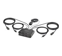 Startech 2-Port USB-C Cable KVM Switch, 4K 60Hz DisplayPort Output, Compact KVM with 4ft/1.2m USB Type-C/Audio Integrated Cables, Bus Powered - Remote Push-Button/Hotkey Switching (C2-D46-UC2-CBL-KVM) - KVM / audio switch - compact - 2 ports C2-D46-UC2-CBL-KVM