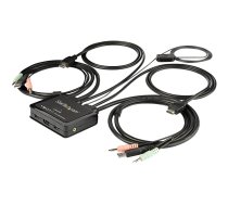 Startech 2 Port HDMI KVM Switch, 4K 60Hz, Compact Dual Port UHD/Ultra HD USB Desktop KVM Switch with Integrated 4ft Cables & Audio, Bus Powered & Remote Switching, MacBook ThinkPad - 4K KVM Switch w/ Audio (SV211HDUA4K) - KVM / audio switch - 2 ports SV211HDUA4K