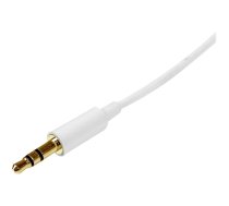 Startech 2m White Slim 3.5mm Stereo Audio Cable - 3.5mm Audio Aux Stereo - Male to Male Headphone Cable - 2x 3.5mm Mini Jack (M) White (MU2MMMSWH) - audio cable - 2 m MU2MMMSWH