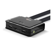 Lindy 2 Port DisplayPort 1.2, USB Type C, USB 2.0 & Audio Cable KVM Switch - KVM / audio switch - 2 ports 42346