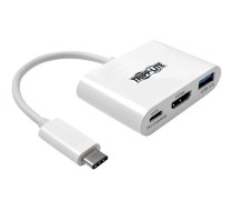 Eaton Tripp Lite Series USB C to HDMI Multiport Video Adapter Converter 1080p w/ USB-A Hub & USB-C PD Charging, Thunderbolt 3 CompatibleUSB Type C to HDMI, USB-C to HDMI, USB Type-C to HDMI - external video adapter - white U444-06N-HU-C