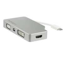 Startech USB C Multiport Video Adapter with HDMI, VGA, Mini DisplayPort or DVI, USB Type C Monitor Adapter to HDMI 1.4 or mDP 1.2 (4K), VGA or DVI (1080p), Silver Aluminum Adapter - 4-in-1 USB-C Converter (CDPVGDVHDMDP) - adapter - Mini DisplayPort / HDMI CDPVGDVHDMDP