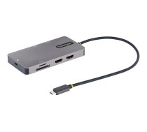 Startech USB C Multiport Adapter, Dual HDMI Video, 4K 60Hz, 2-Port 5Gbps USB-A Hub, 100W Power Delivery Charging, GbE, SD/MicroSD, USB Type-C Mini Travel Dock, 12"/30cm Cable - USB C Laptop Docking Station - docking station - USB-C / Thunderbolt 3 / Thund 120B-USBC-MULTIPORT