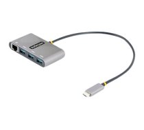 Startech 3-Port USB-C Hub with Ethernet, 3x USB-A Ports, Gigabit Ethernet, USB 3.0 5Gbps, Bus-Powered, USB Type-C Hub w/ GbE and 1ft/30cm Long Cable, Portable USB-C to USB-A Laptop Hub - USB Expansion Hub (HB30C3A1GEA2) - hub - 3 ports HB30C3A1GEA2