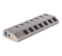 Startech 7-Port Self-Powered USB-C Hub with Individual On/Off Switches, USB 3.0 5Gbps Expansion Hub w/Power Supply, Desktop/Laptop USB-C to USB-A Hub, 7x BC 1.2 (1.5A), USB Type C Hub - USB-C/A Host Cables (5G7AIBS-USB-HUB-EU) - hub - 7 ports 5G7AIBS-USB-HUB-EU