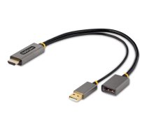 Startech 1ft (30cm) HDMI to DisplayPort Adapter, Active 4K 60Hz HDMI Source to DP Monitor Adapter Cable, USB Bus Powered, HDMI 2.0 to DisplayPort Converter for Laptops/PC - Supports HDR and Ultrawide Displays (128-HDMI-DISPLAYPORT) - adapter cable - Displ 128-HDMI-DISPLAYPORT